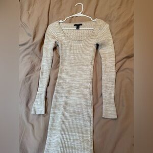 Beige Fall dress, below the knee, tight fit